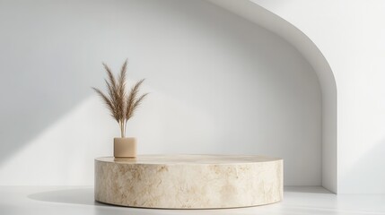 Empty podium or pedestal showcased on a white background featuring a box stand concept Blank product display shelf as a backdrop 3D rendering