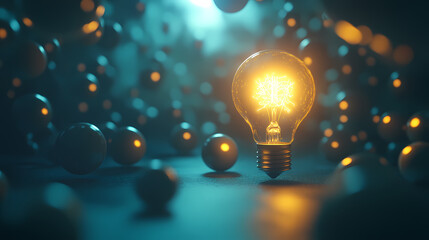 Shining light bulb concept of unique inspiration