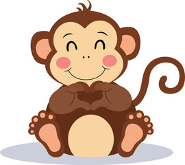 Cute monkey making heart with hands