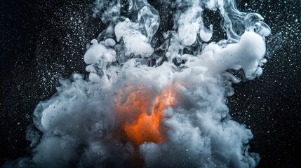 Abstract White and Orange Ink Cloud Formation