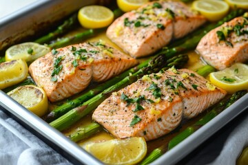 Sheet Pan Lemon Salmon Asparagus Dinner Recipe