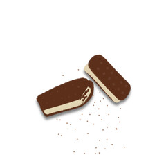 Vector Illustration Sandwich Biscuit with Vanilla chocolate ice cream. Simple food icon in trendy style isolated on white background for web apps and mobile concept