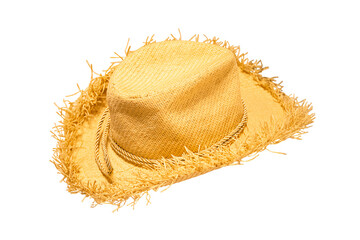 Brown Straw Hat Isolated On White Background.