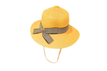 Brown Straw Hat Isolated On White Background.