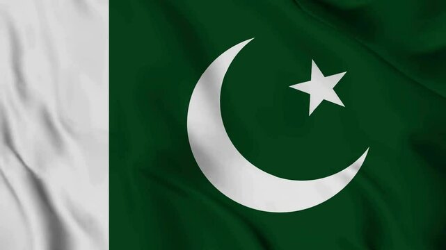 Pakistan flag seamless loop animation. The National flag of Pakistan is 3d waving.