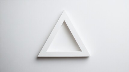 Fototapeta premium White triangular frame positioned on a plain white background creates a minimalist effect in a serene setting