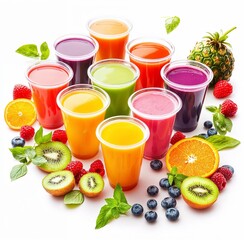 Fototapeta premium Assortment of colorful smoothies made with various fruits providing a healthy and refreshing snack