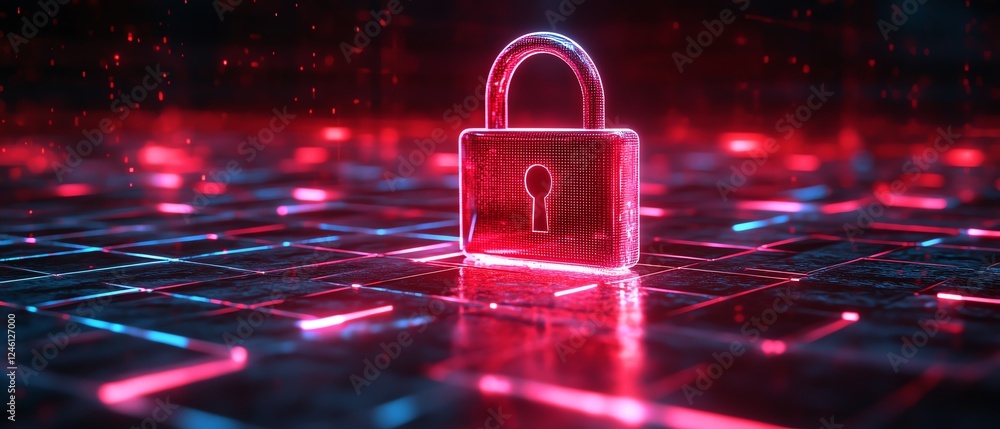 Poster digital lock on an abstract grid