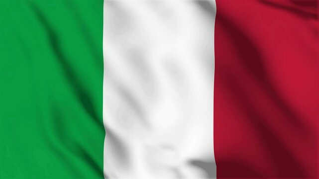 Italy flag seamless loop animation. The National flag of Italy is 3d waving.