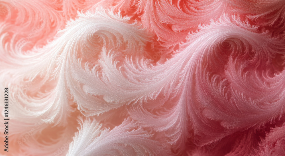 Aufkleber a captivating display of swirls in pink and white forms complex patterns reminiscent of soft clouds.
