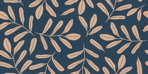 Fototapeta premium Elegant Leaf Pattern. Floral print. Seamless pattern. Hand drawn style. Collage contemporary print. 