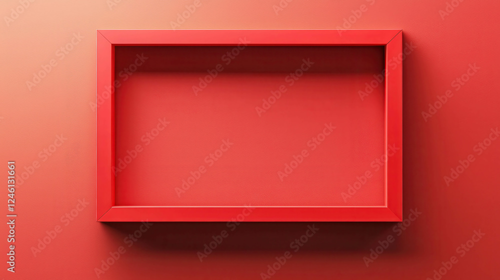 Poster red pastel frame on smooth background for 3d display or art presentation