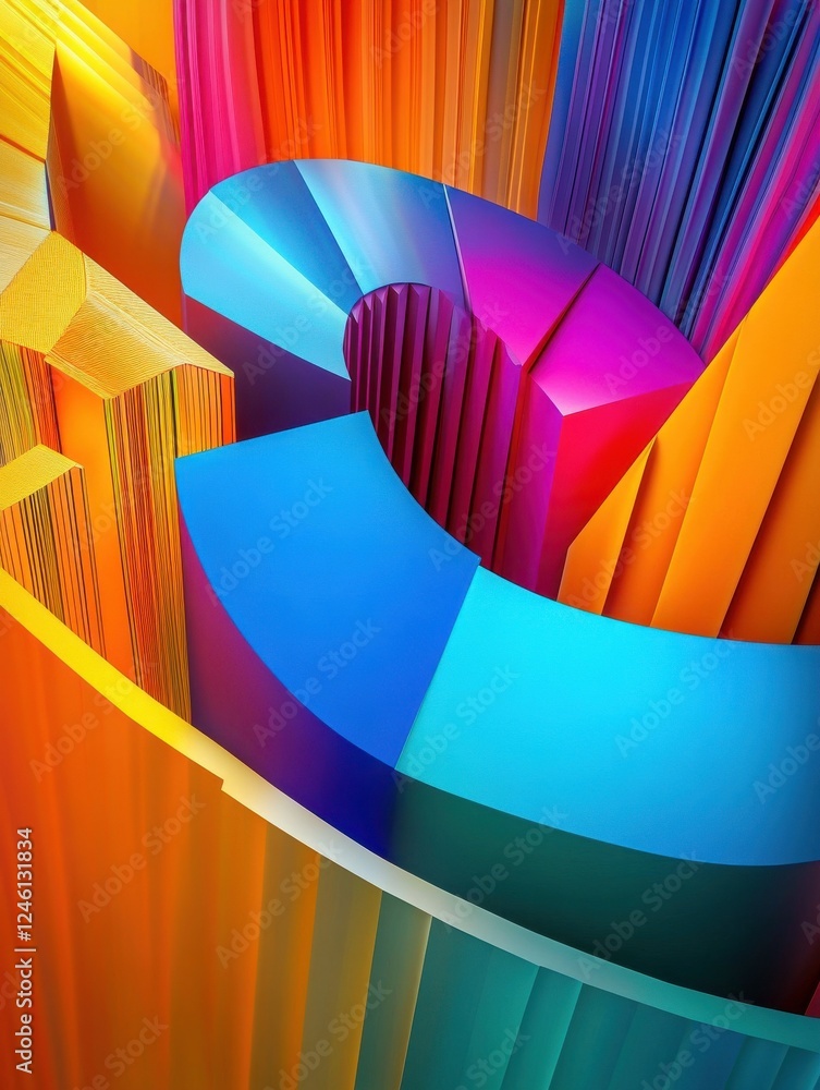 Poster vibrant abstract asset allocation, a dynamic blend of colorful pie charts and graphs illustrating st