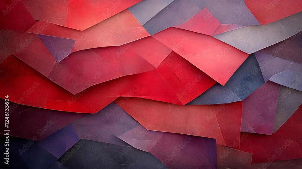 Poster abstract layered textures in red and blue tones with depth