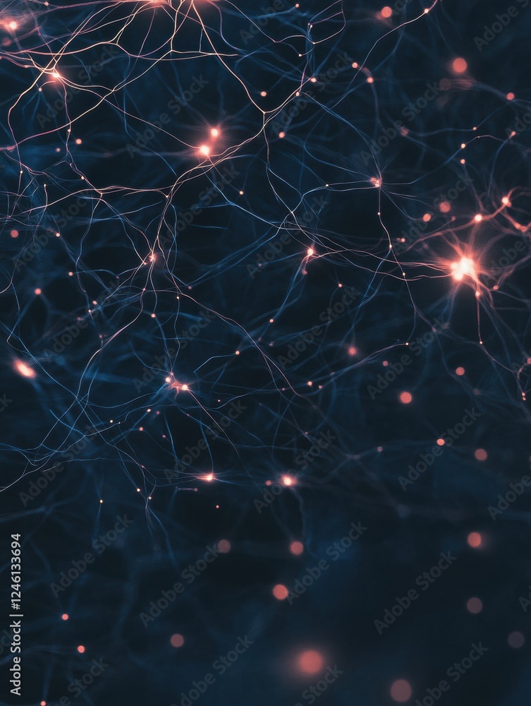 Aufkleber Scientific depiction of brain and nervous system with glowing neuron pathways and electrical pulses. Generative AI
