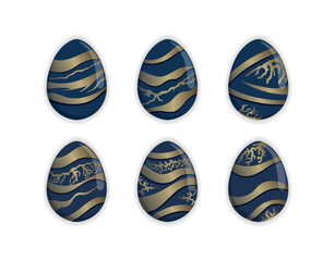 Intricate Golden Blue Decorated Eggs