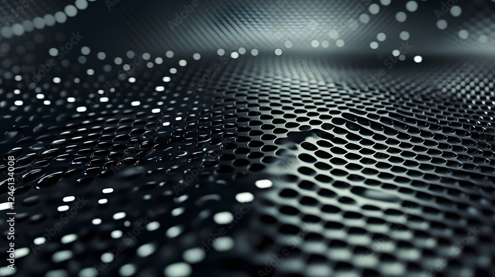 Poster abstract pattern of circular shapes on a dark surface with light