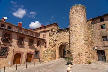 Naklejka premium Hierro door of the walls of the beautiful medieval village of Siguenza, Guadalajara, Spain.