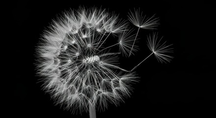 Close-up of dandelion seeds against black background