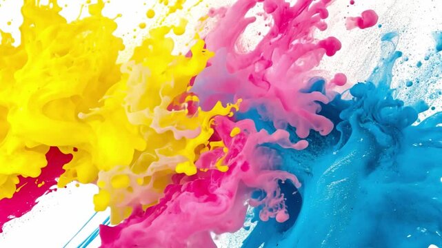 CMYK Swirl: Vibrant splashes of cyan, magenta, yellow, and key black ink explode in a dynamic abstract design, evoking a sense of energy and creativity.  