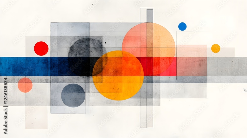 Poster abstract geometric design with colorful circles and shapes