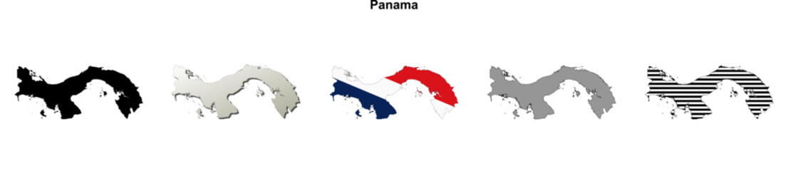 Panama outline map set