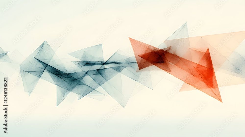 Poster abstract geometric shapes with arrows in dynamic motion and gradient