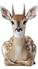Fototapeta premium Realistic portrait of a fawn with spots looking adorably curious