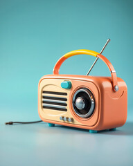 retro radio isolated on blue background