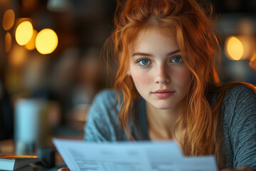 A young entrepreneur working on their startup business plan. Bright lighting, contrast