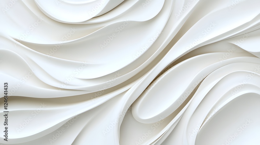 Poster Elegant Abstract Wave Patterns in Soft White Tones and Textures