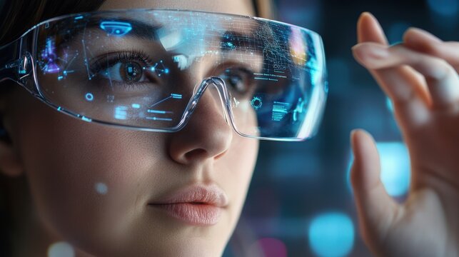 A professional on a video call with global colleagues, using high-tech translation tools on their holographic display - Powered by Adobe