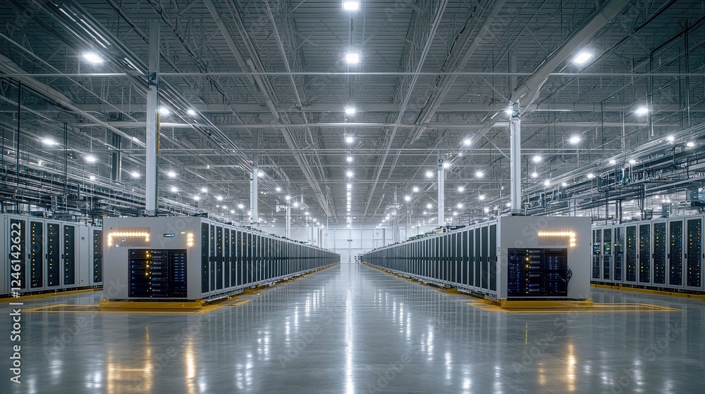 Aufkleber exploring the intricacies of a modern data center: high-tech infrastructure and digital innovation