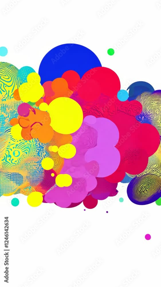 Aufkleber A colorful image of many different colored circles. Some of the circles are yellow, some are blue, and some are red