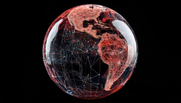 Global connections and trends illustrated on an interactive transparent globe.