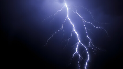 Flash of lightning on dark background, banner design. Thunderstorm. Generative AI