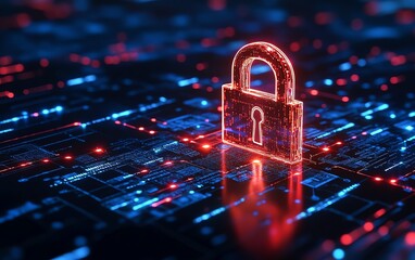Cybersecurity software providing personal information protection, blocking cyber threats and data breaches, digital security interface, hightech visuals, 8K resolution