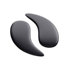 Black hydrogel eye patches 3D vector illustration isolated on white background. Luxury beauty skincare treatment, anti aging hydrating collagen eye patches, cosmetology facial cosmetic product.