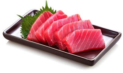 マグロのお刺身。白背景。（Tuna sashimi on white background.）

