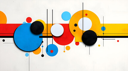 Obraz premium Vibrant Abstract Geometric Shapes on White Background Art Design