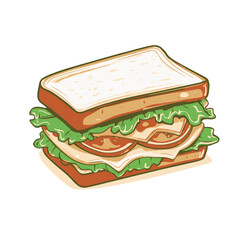 A cartoon illustration of a sandwich with lettuce
