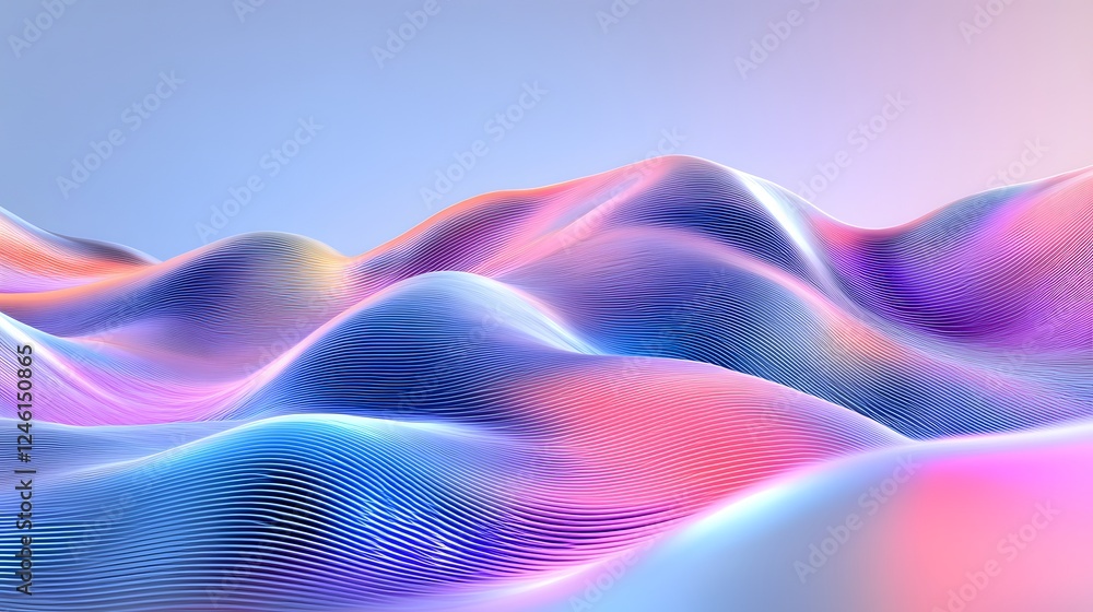 Poster colorful abstract waves with smooth flowing patterns in nature scene