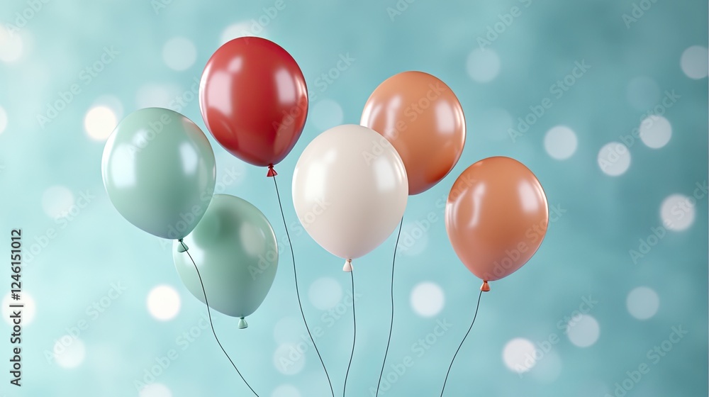 Aufkleber collection of colorful balloons floating against blurred stylized background creating vibrant yet mi