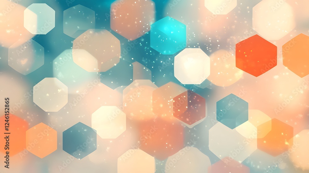 Aufkleber colorful abstract hexagonal shapes on a soft blurred background