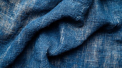 Blue linen fabric texture background