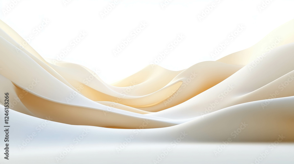Poster serene 3d abstract scene of soft light and fluid shapes in a minimalist style