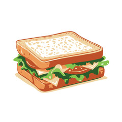 A cartoon illustration of a sandwich with lettuce