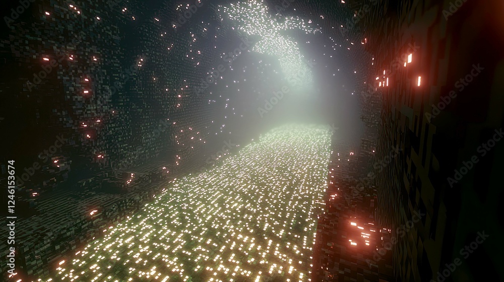 Poster digital matrix: a journey through the cyberpunk future. exploring themes of virtual reality, data st