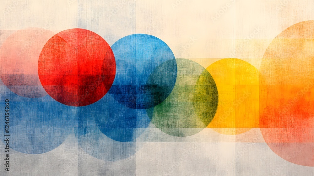 Poster abstract colorful circles with textured background for design use