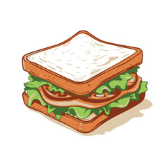 A cartoon illustration of a sandwich with lettuce